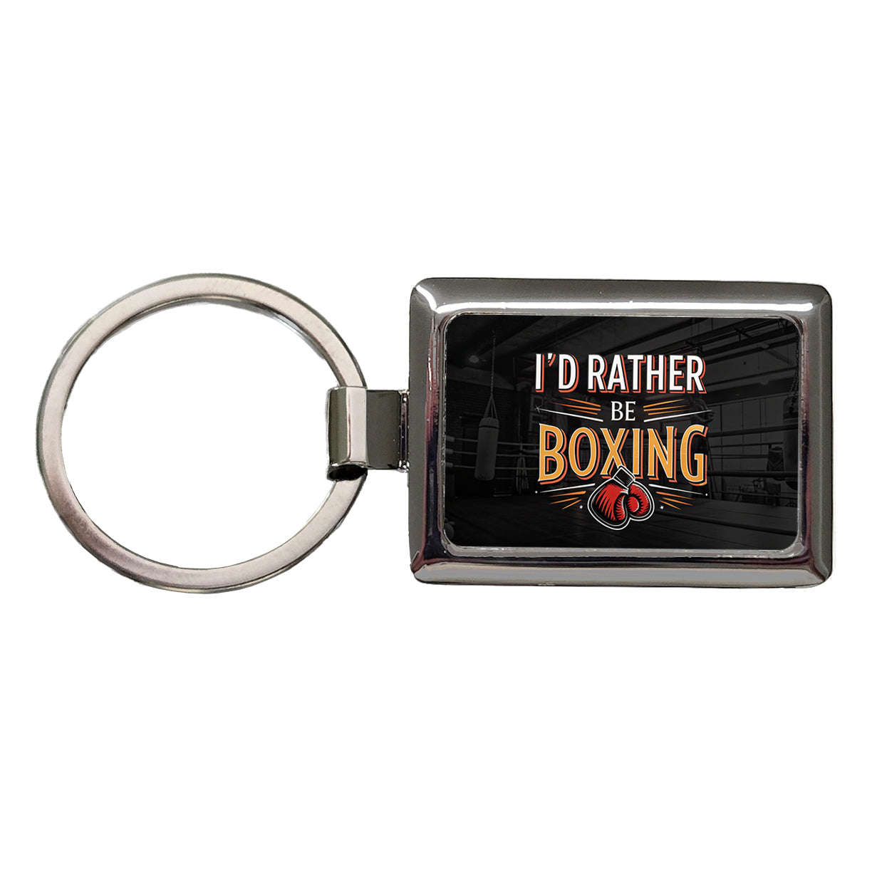 I'd Rather Be Boxing Rectangle Metal Keychain