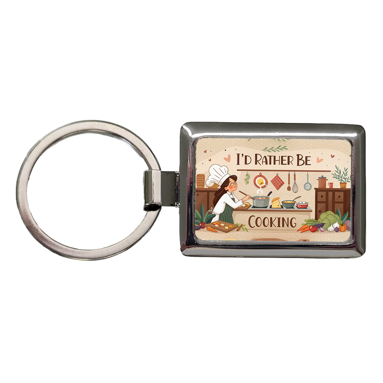I'd Rather Be Cooking Cook Rectangle Metal Keychain