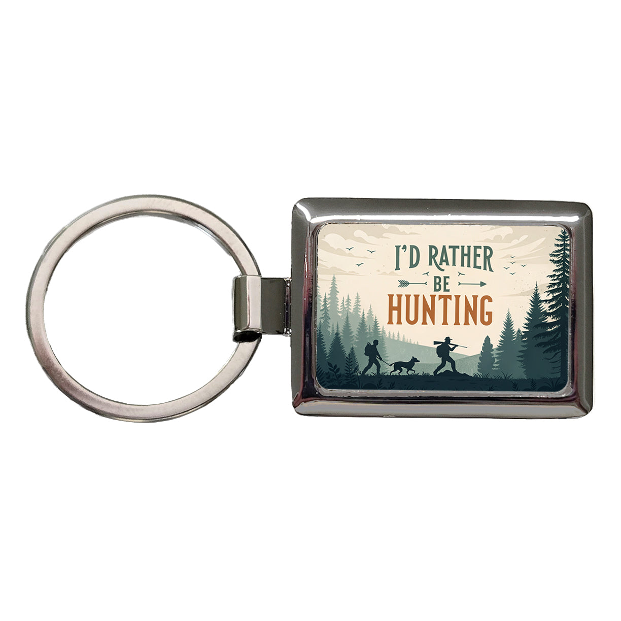 I'd Rather Be Hunting Hunter Rectangle Metal Keychain