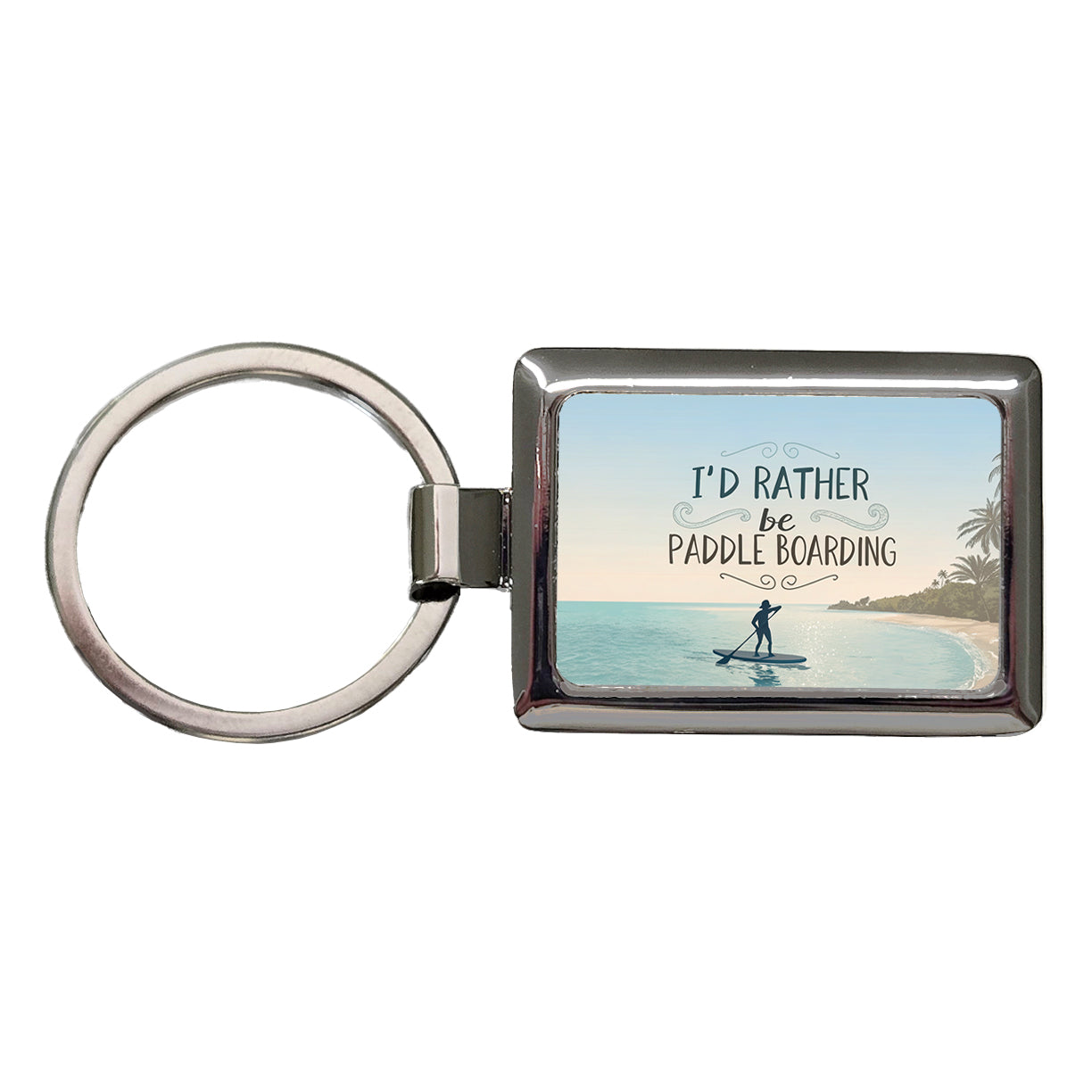I'd Rather Be Paddle Boarding Rectangle Metal Keychain