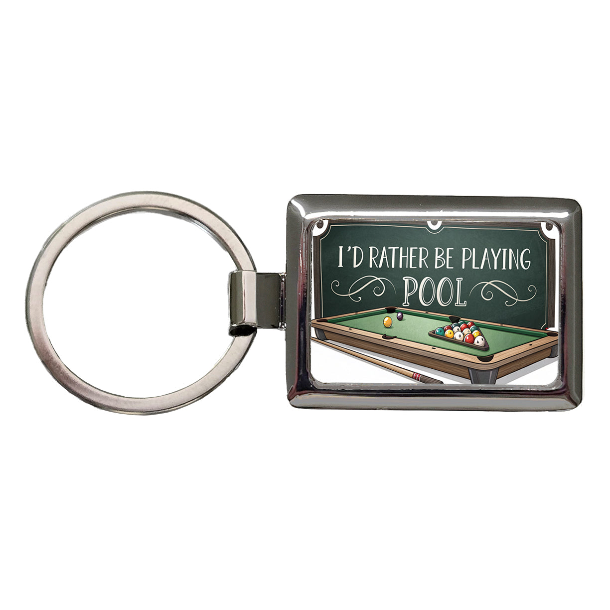 I'd Rather Be Playing Pool Rectangle Metal Keychain
