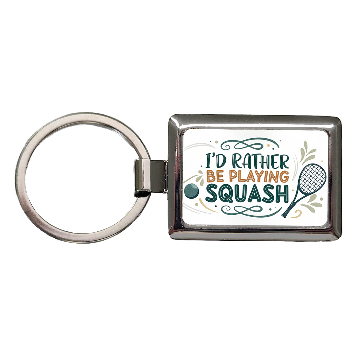 I'd Rather Be Playing Squash Rectangle Metal Keychain