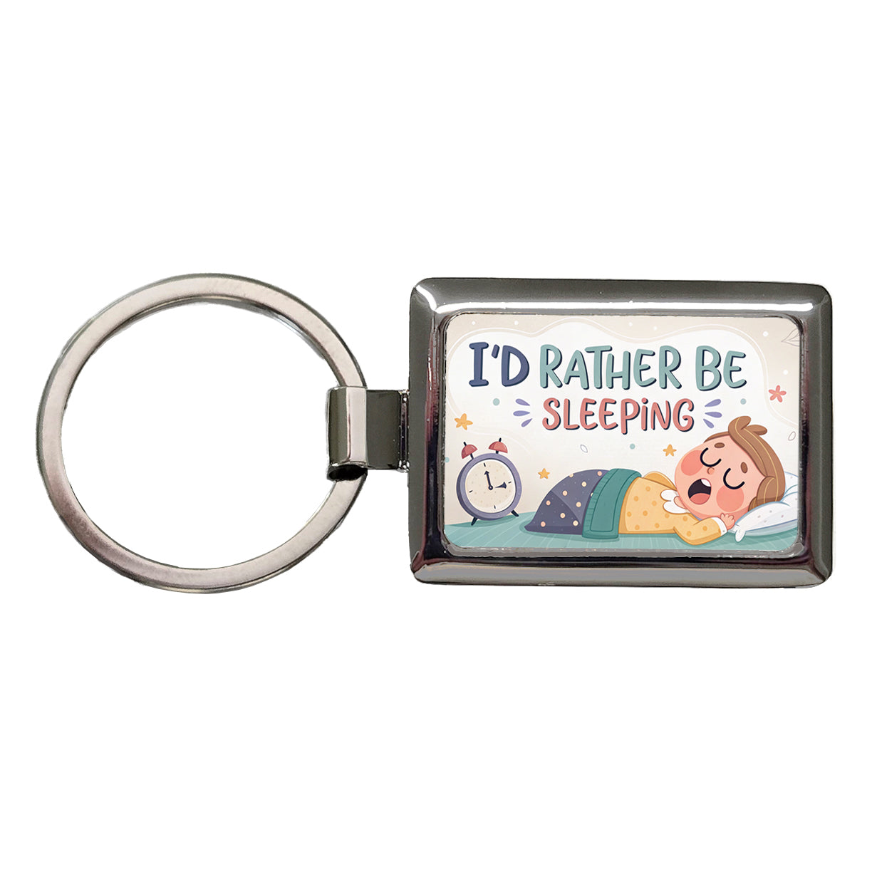 I'd Rather Be Sleeping Funny Rectangle Metal Keychain