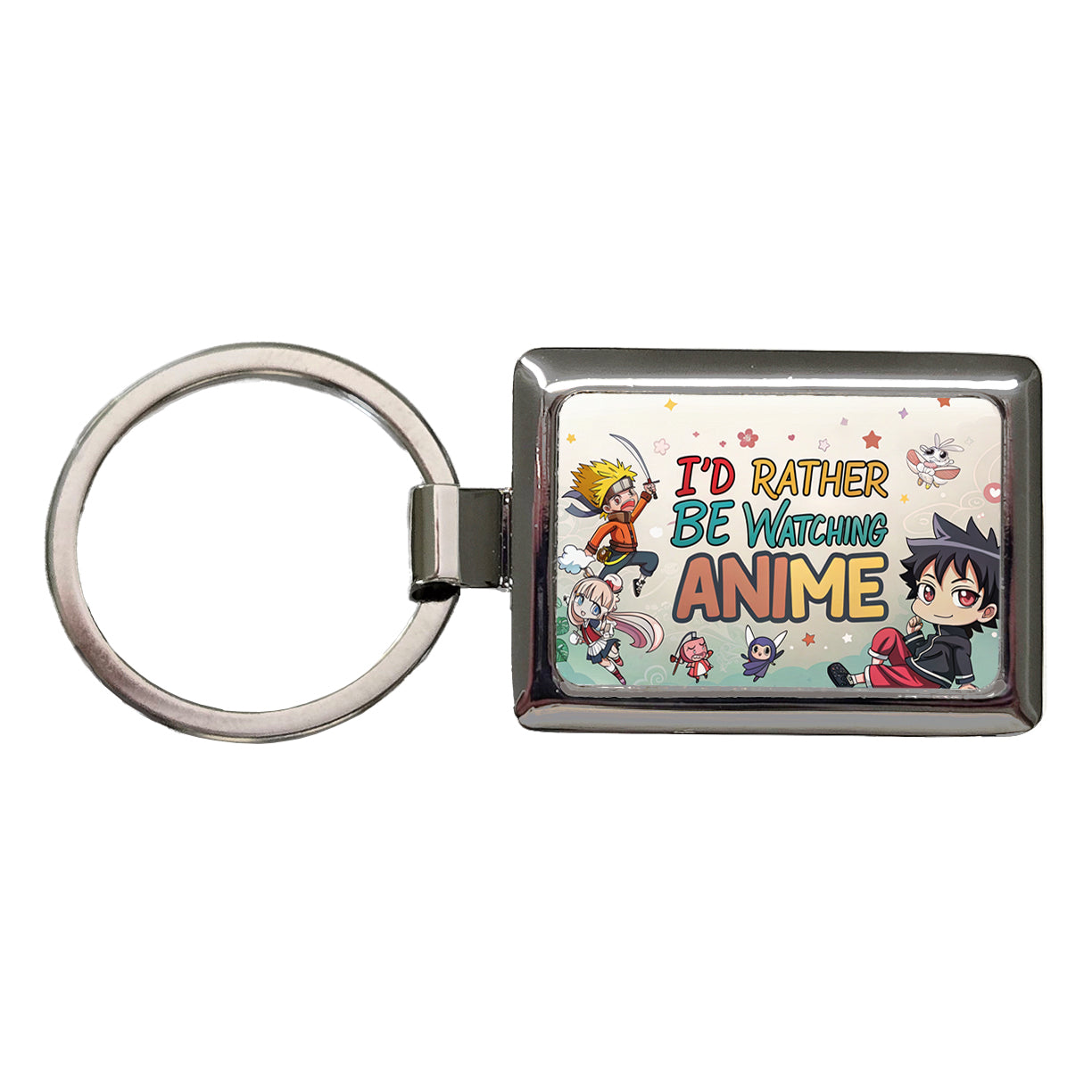 I'd Rather Be Watching Anime Rectangle Metal Keychain