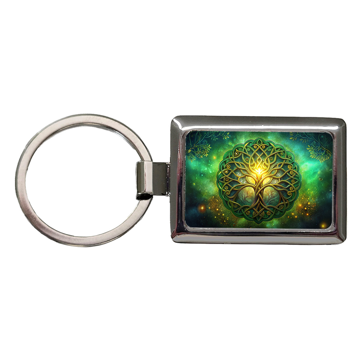 Irish Celtic Elegant Tree Of Life Rectangle Metal Keychain