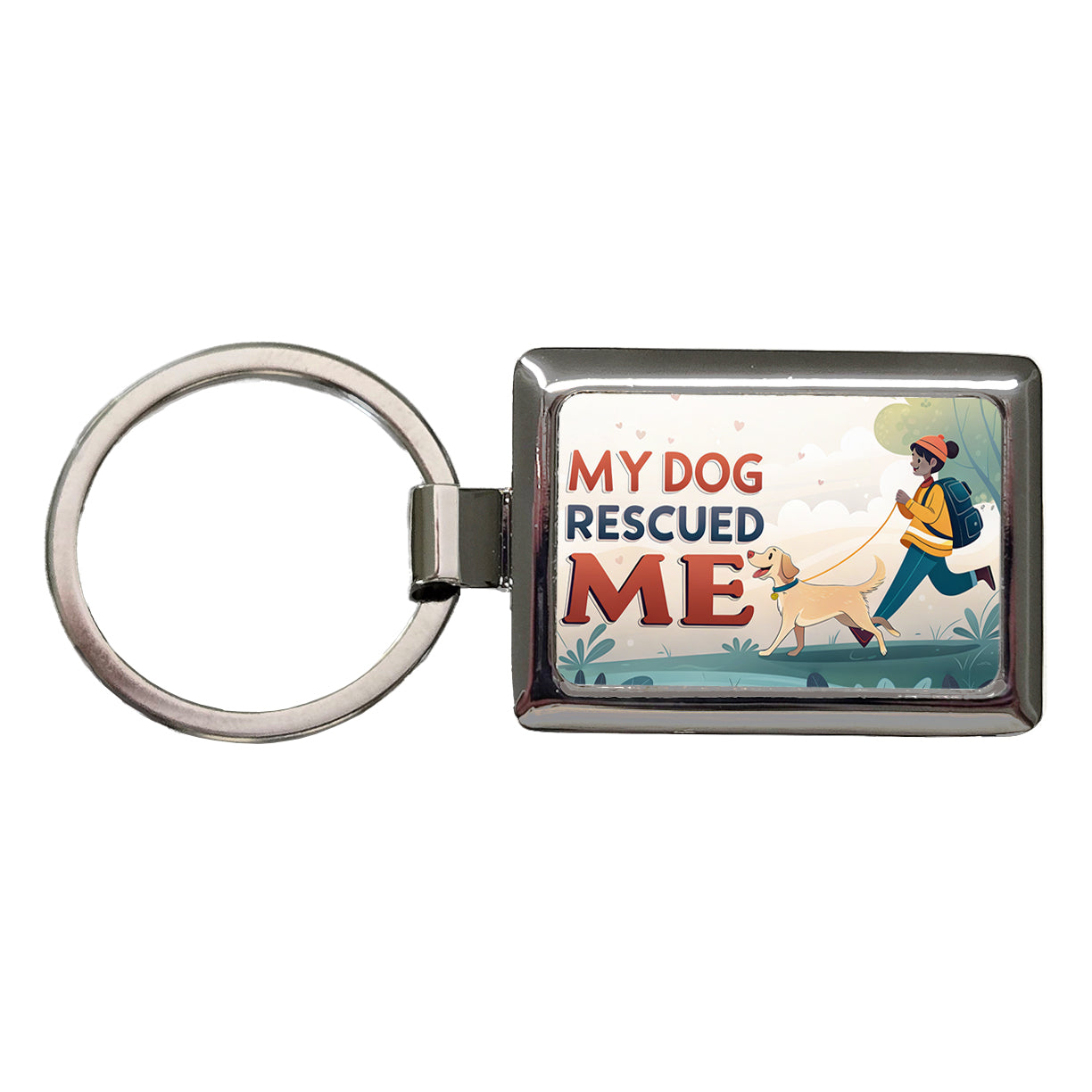 My Dog Rescued Me Pet Adoption Rectangle Metal Keychain