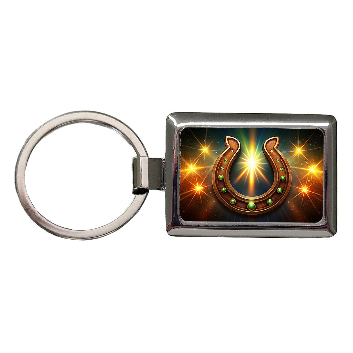 The Lucky Horseshoe Rectangle Metal Keychain