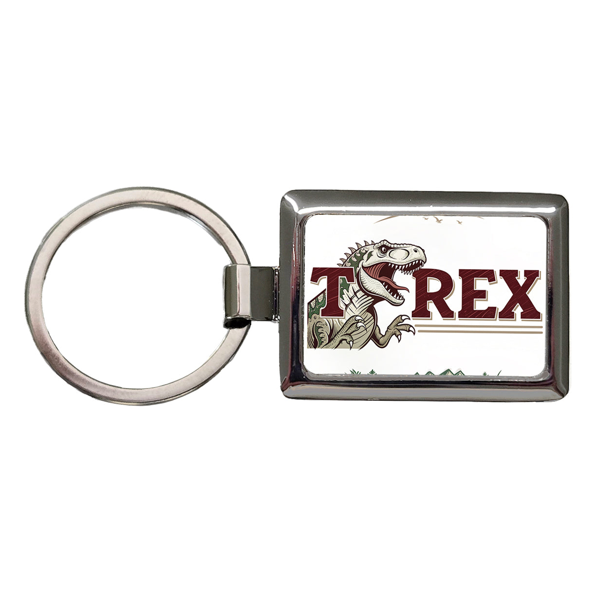 Tyrannosaurus T-Rex Dinosaur Cartoon Rectangle Metal Keychain