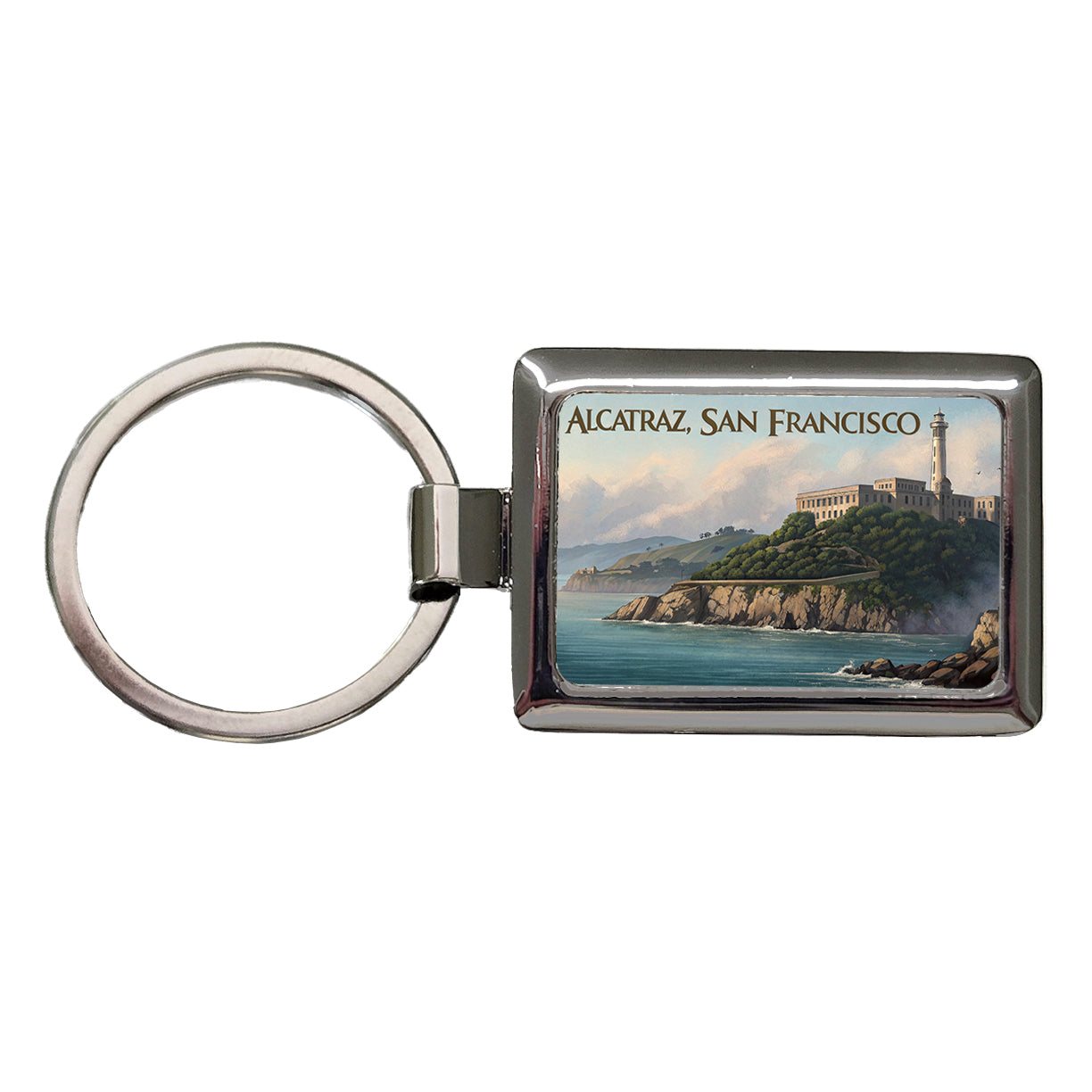 Alcatraz Prison Island San Francisco Rectangle Metal Keychain