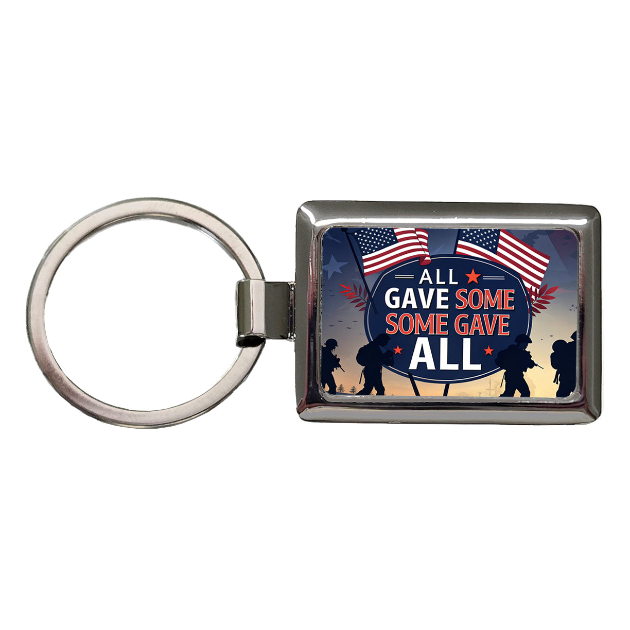 All Gave Some Some Gave All Soldiers Marching Patriotic Rectangle Metal Keychain