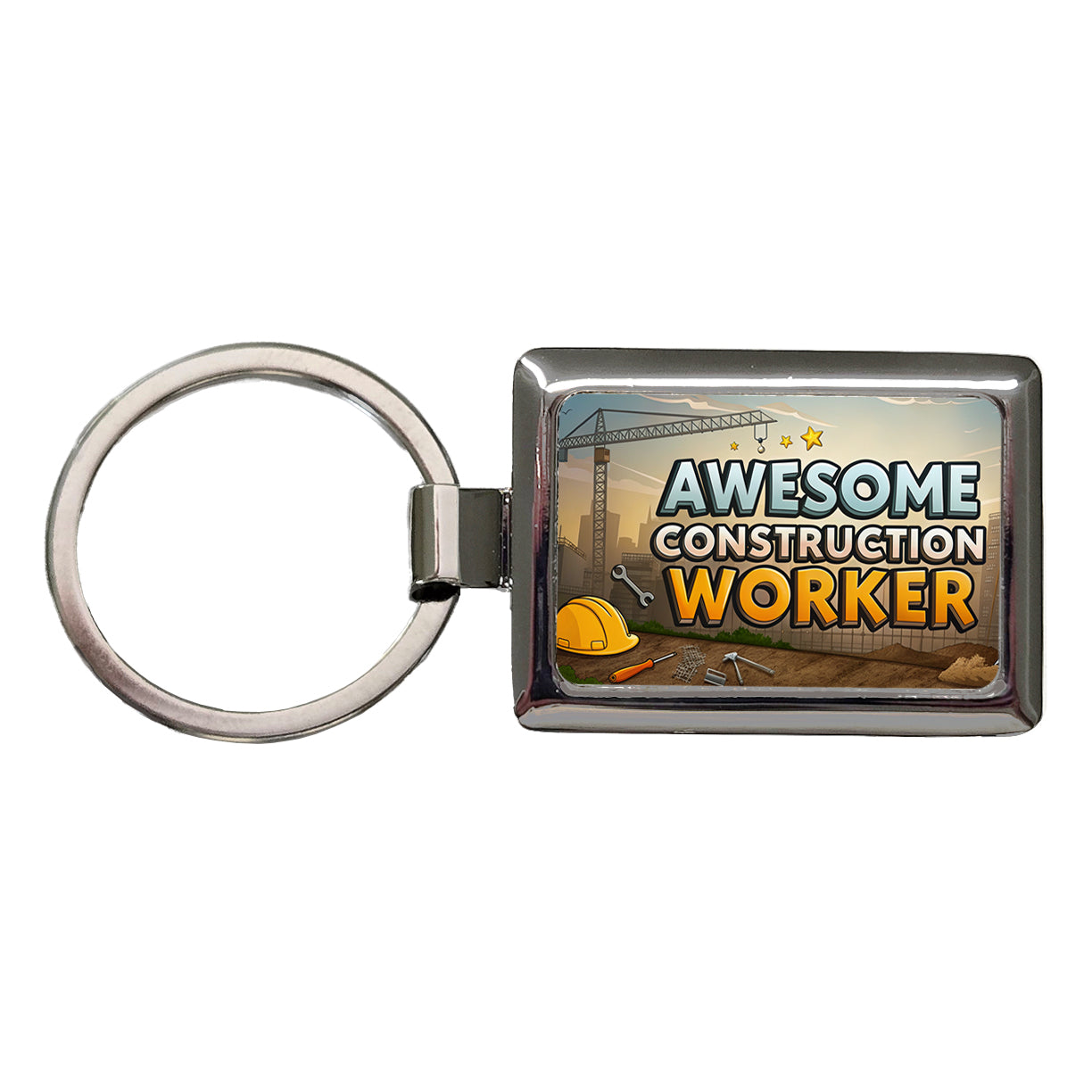 Awesome Construction Worker Inspirational Rectangle Metal Keychain