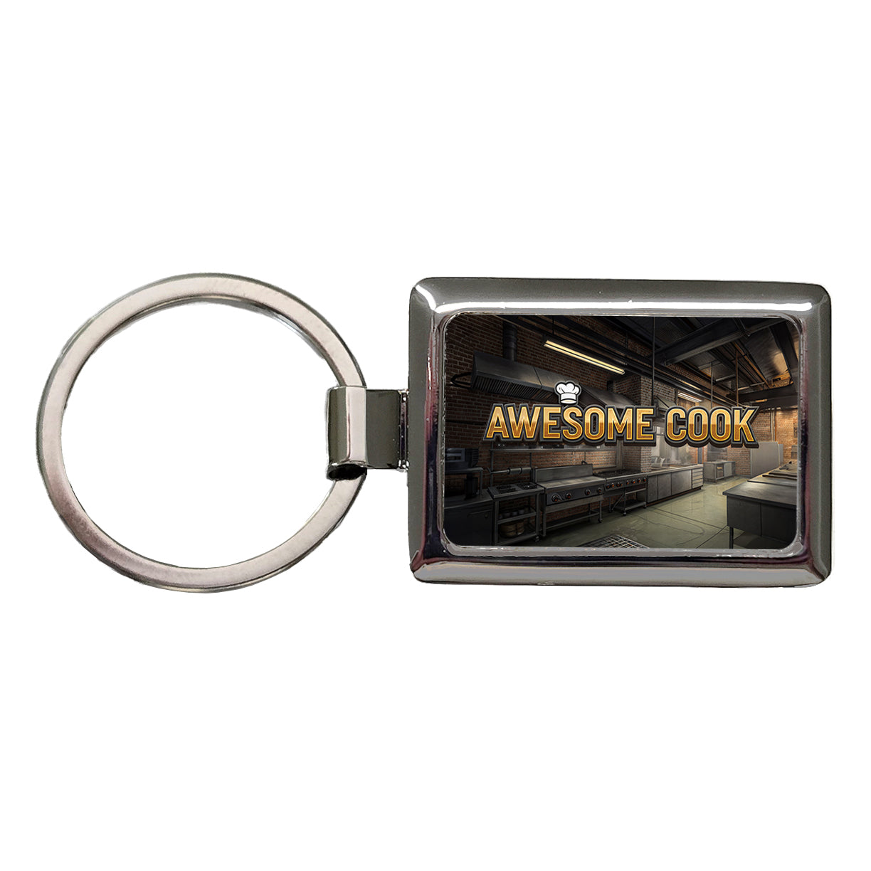 Awesome Cook Inspirational Industrial Kitchen Rectangle Metal Keychain