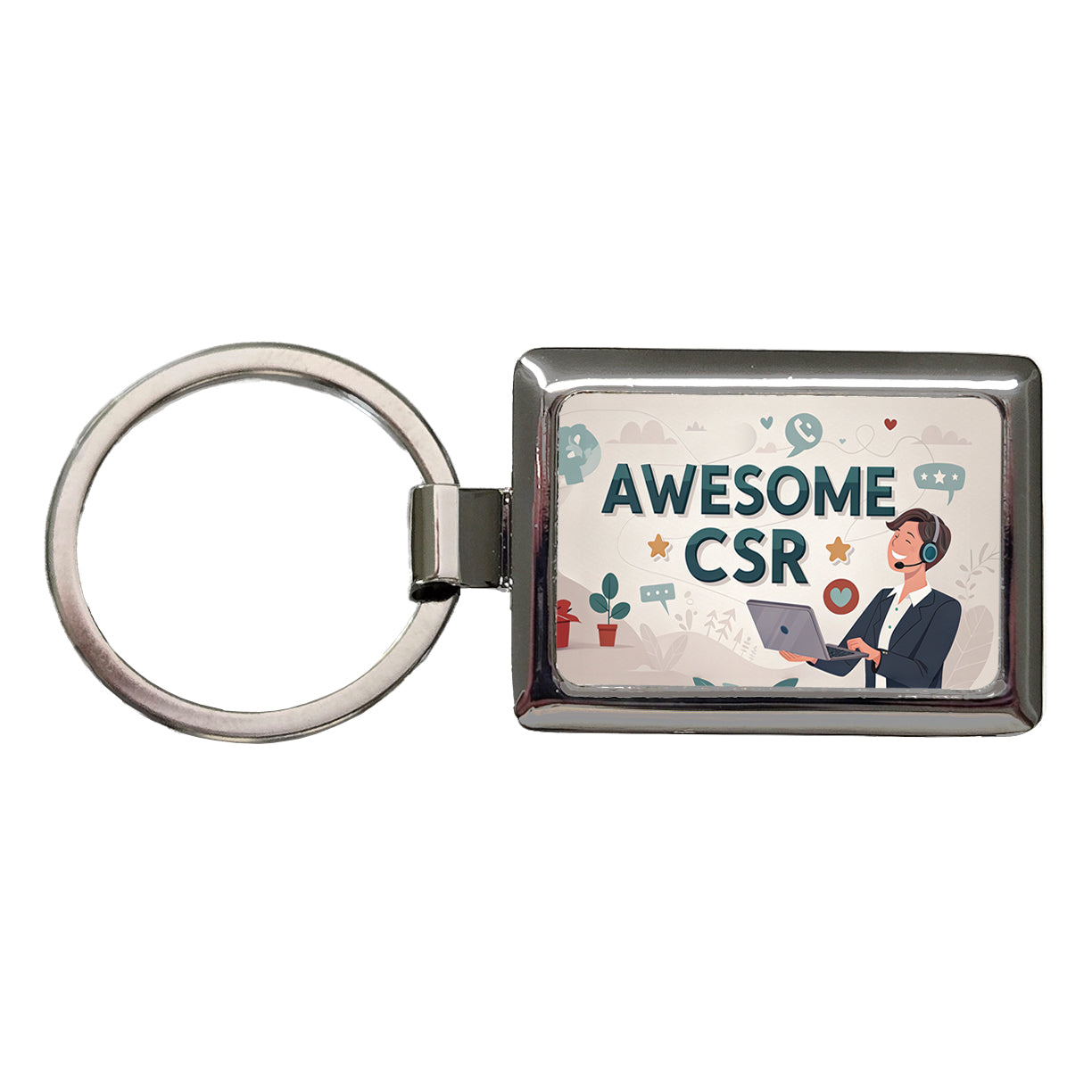 Awesome CSR Customer Service Rep Inspirational Rectangle Metal Keychain