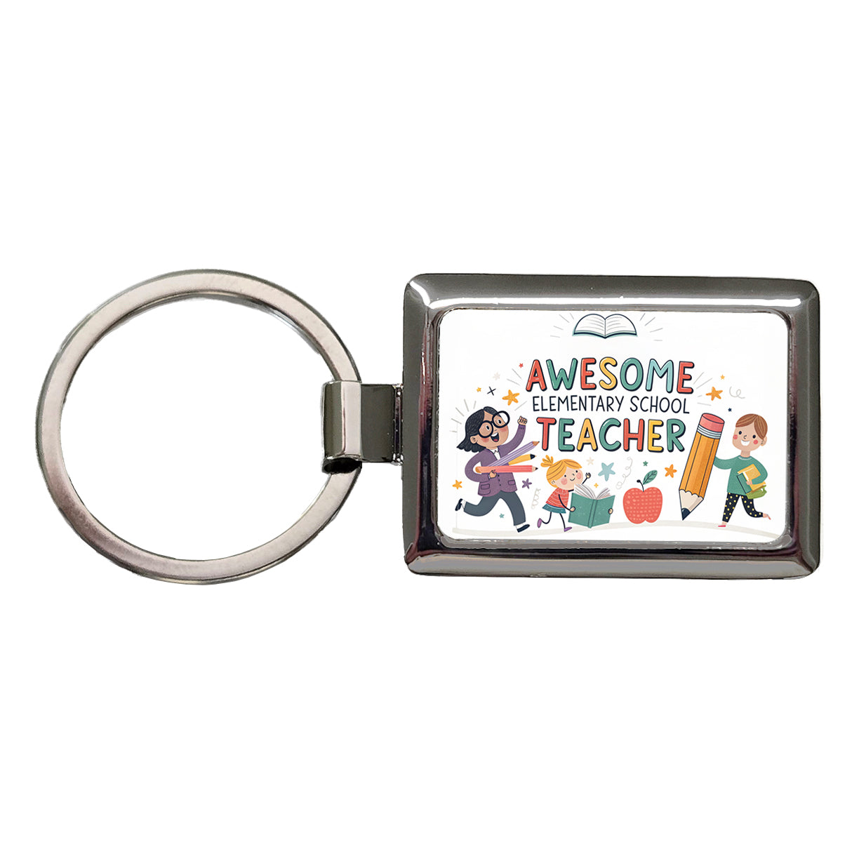 Awesome Elementary School Teacher Inspirational Rectangle Metal Keychain