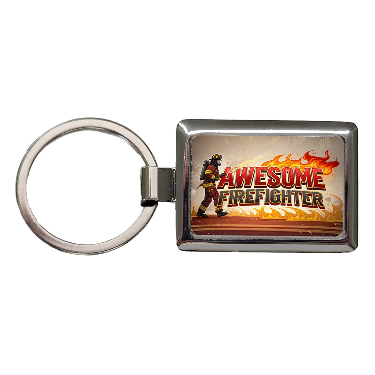 Awesome Firefighter Inspirational Rectangle Metal Keychain