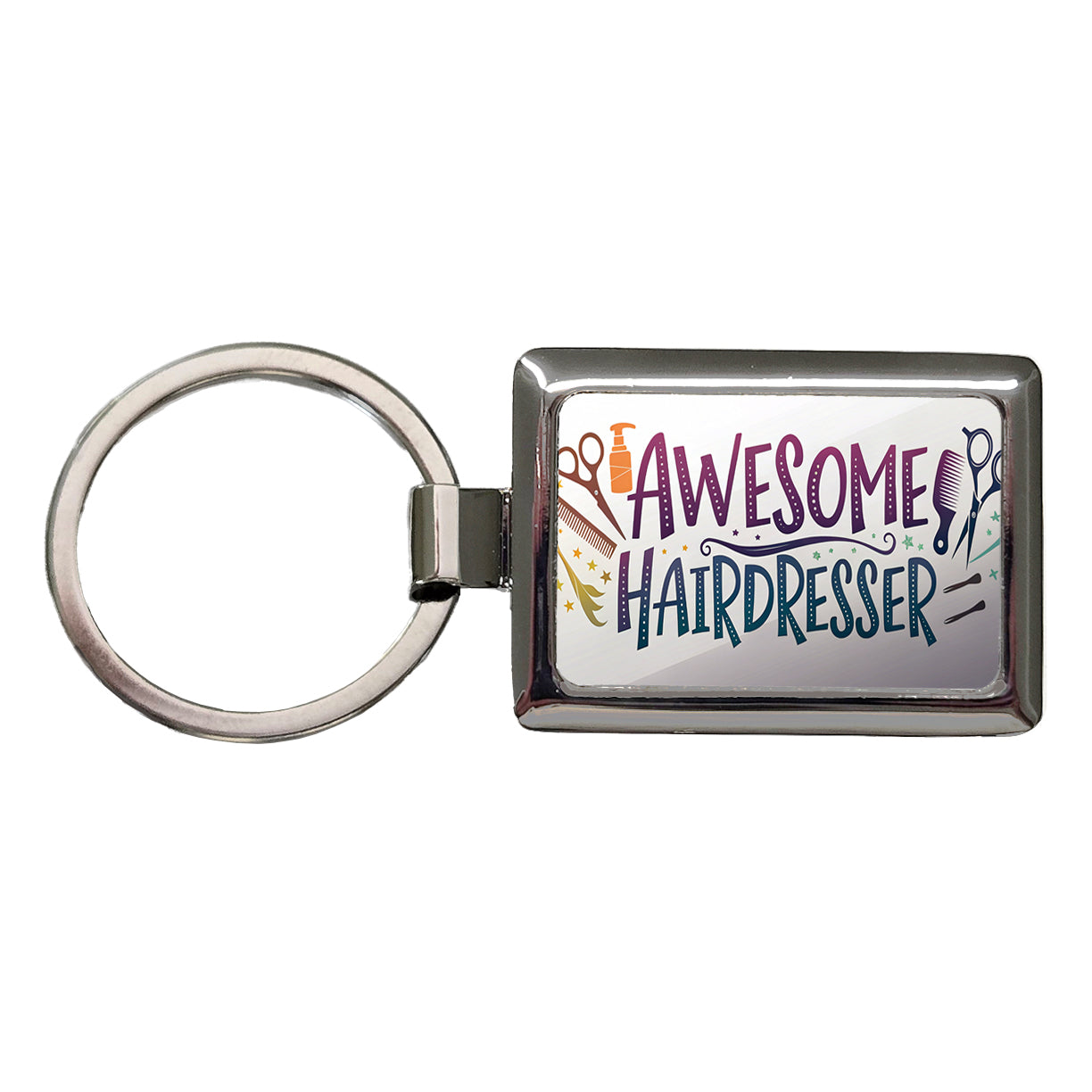 Awesome Hairdresser Inspirational Rectangle Metal Keychain