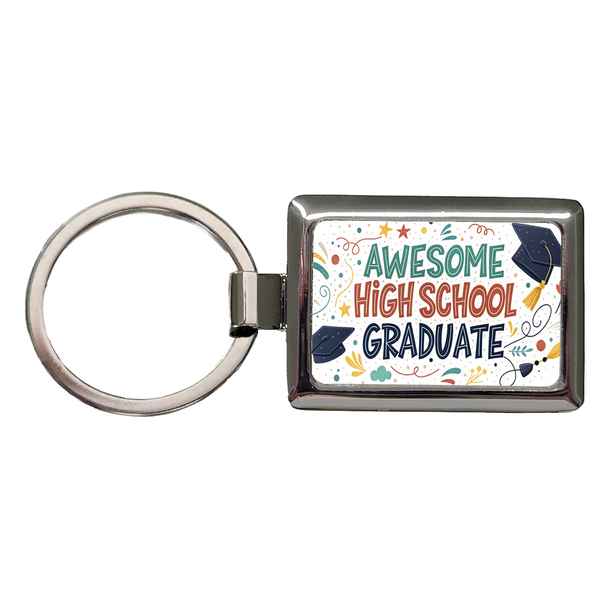 Awesome High School Graduate Graduation Inspirational Rectangle Metal Keychain