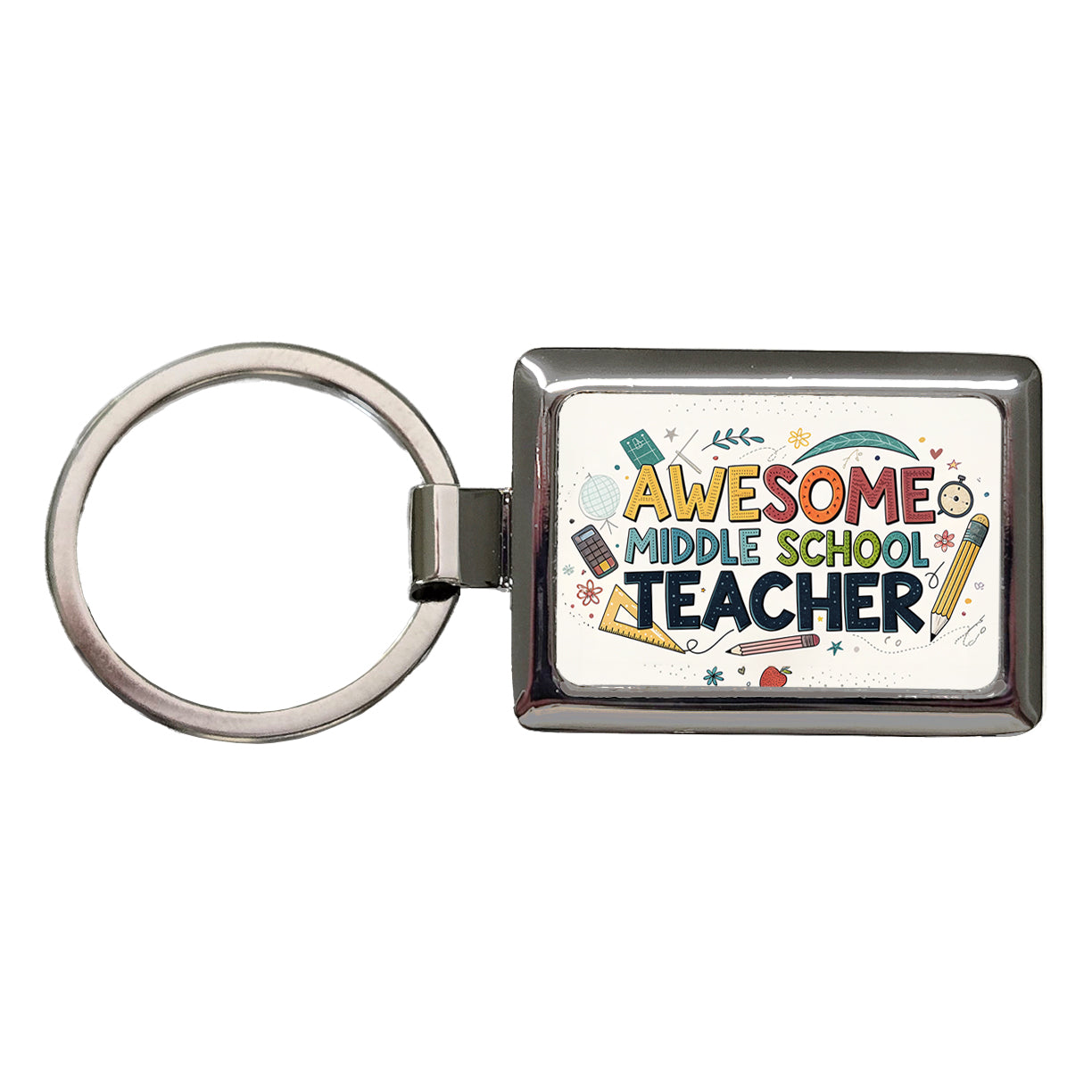 Awesome Middle School Teacher Inspirational Rectangle Metal Keychain