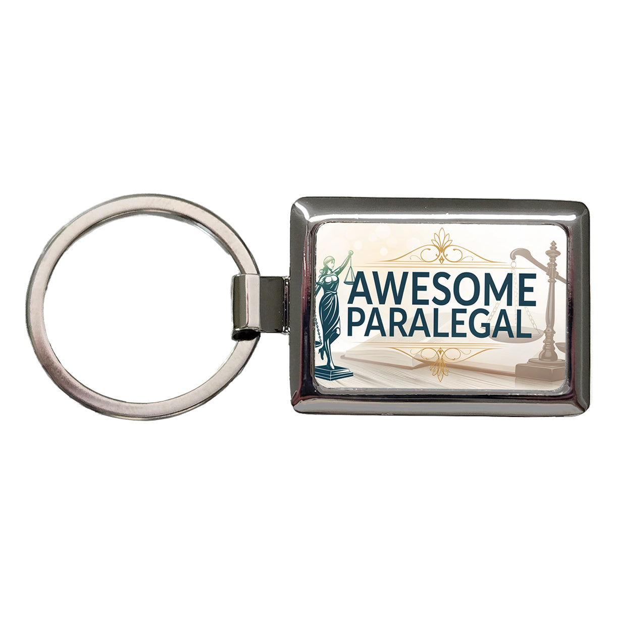 Awesome Paralegal Scales of Justice Inspirational Rectangle Metal Keychain