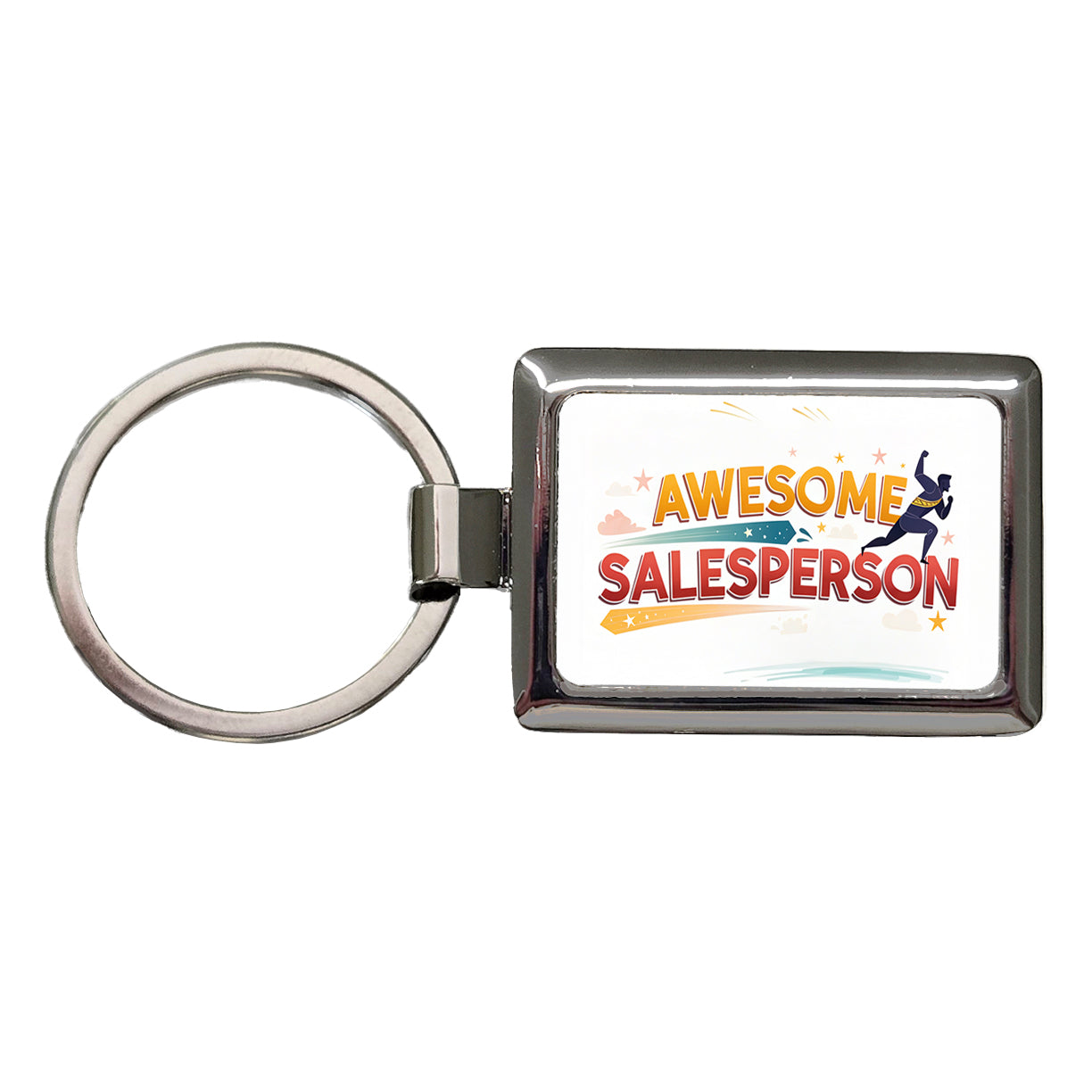Awesome Salesperson Inspirational Superhero Rectangle Metal Keychain