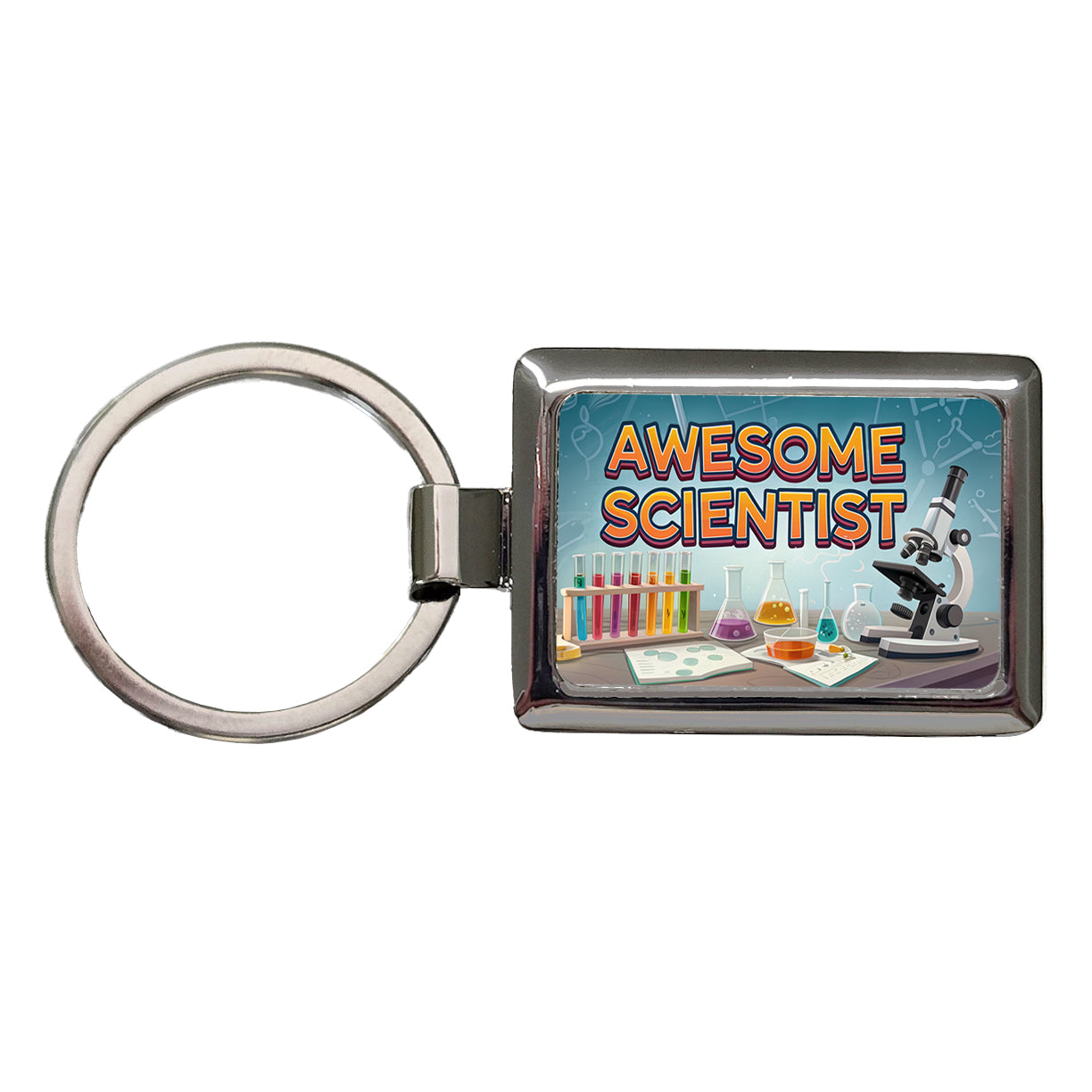 Awesome Scientist Inspirational Lab Microscope Rectangle Metal Keychain