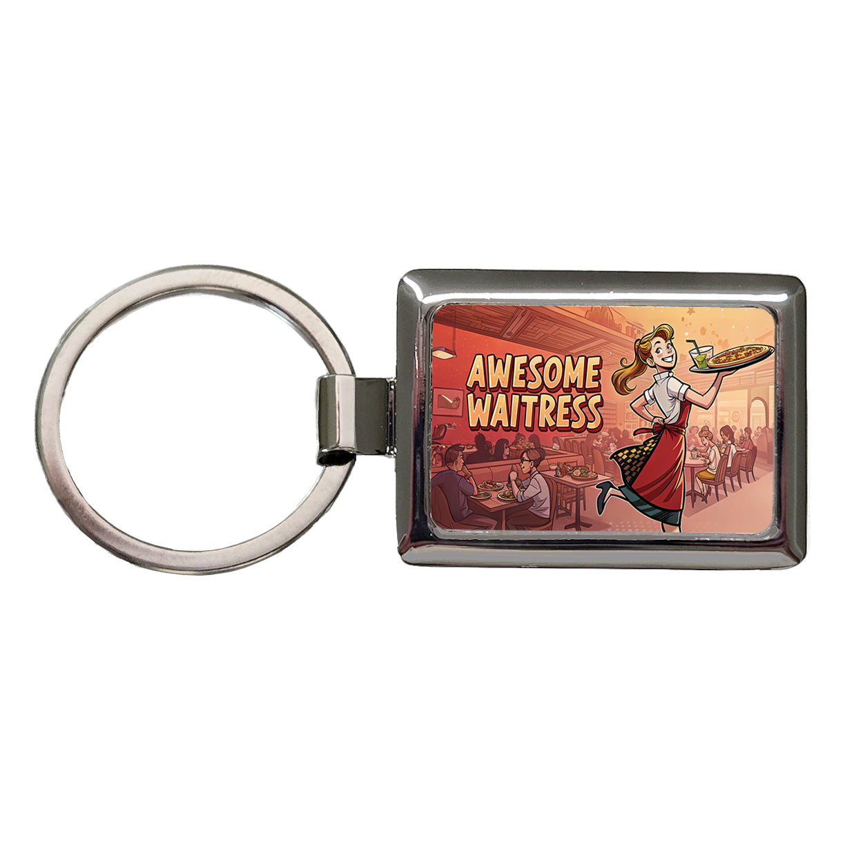 Awesome Waitress Inspirational Food Server Rectangle Metal Keychain