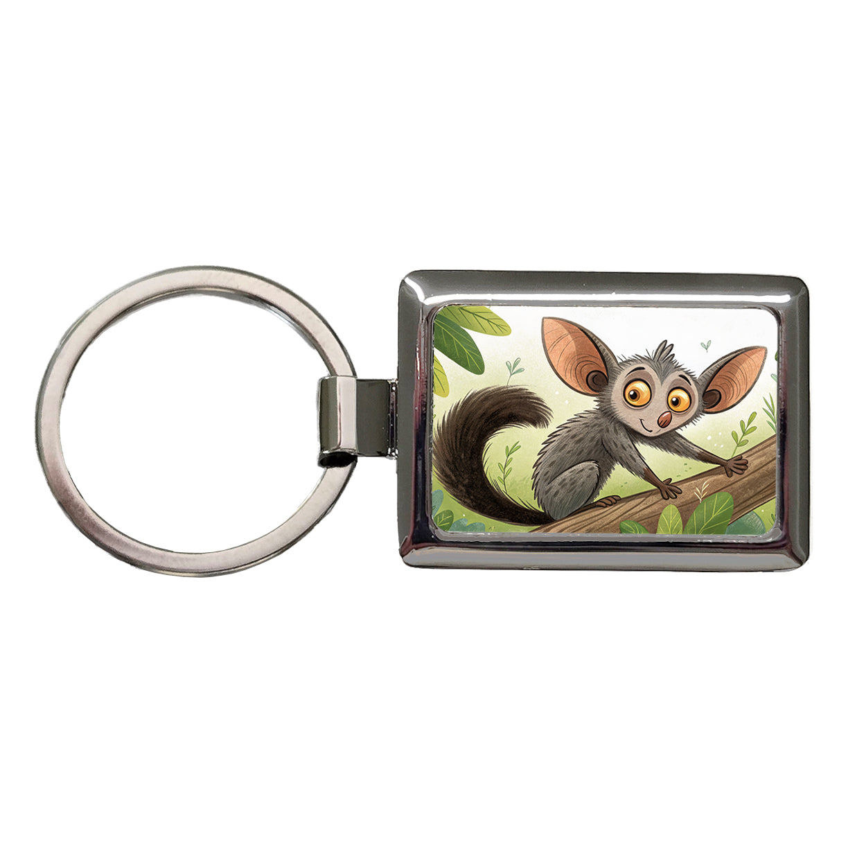 Aye Aye Children's Illustration Style Rectangle Metal Keychain