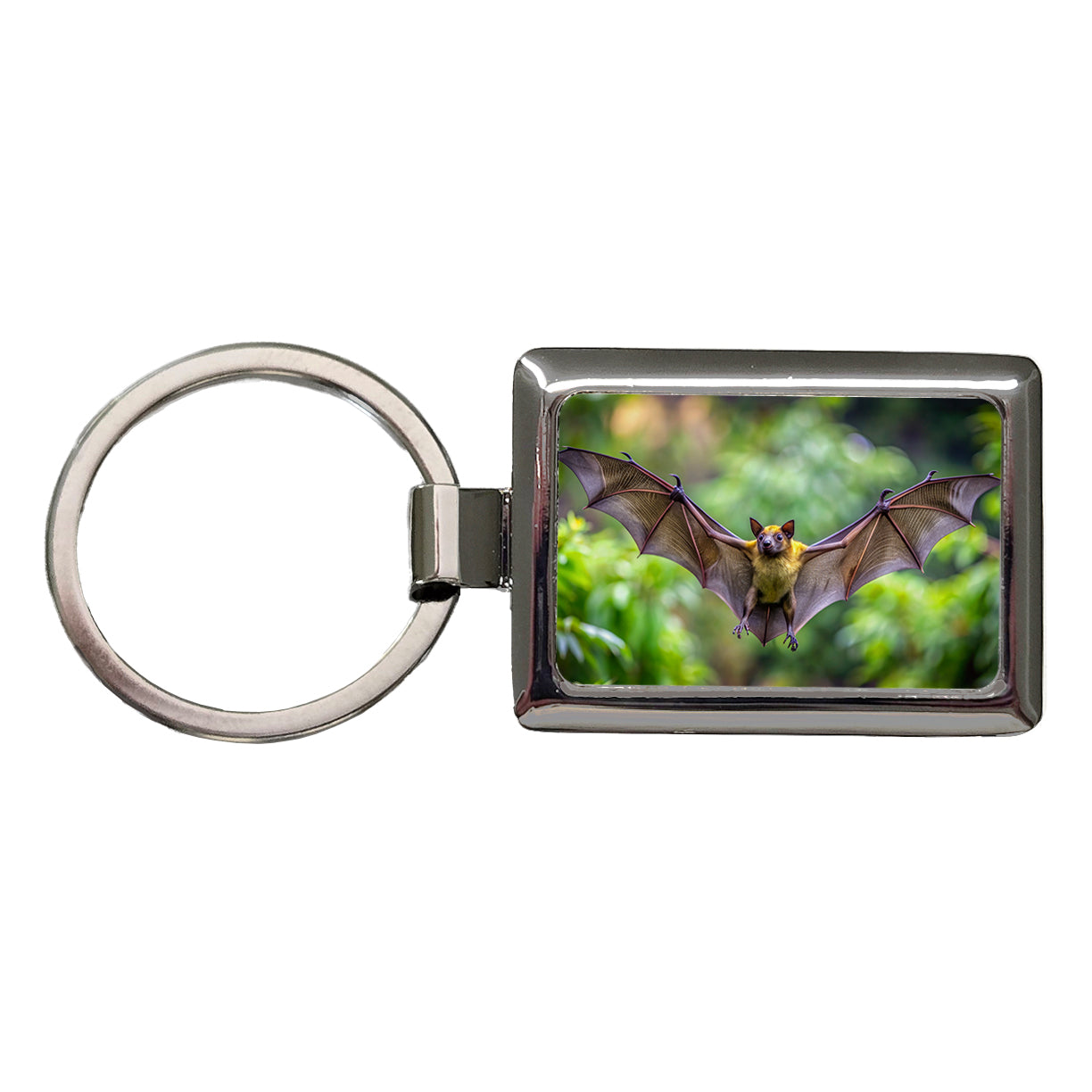 Bat Flying Photo Rectangle Metal Keychain