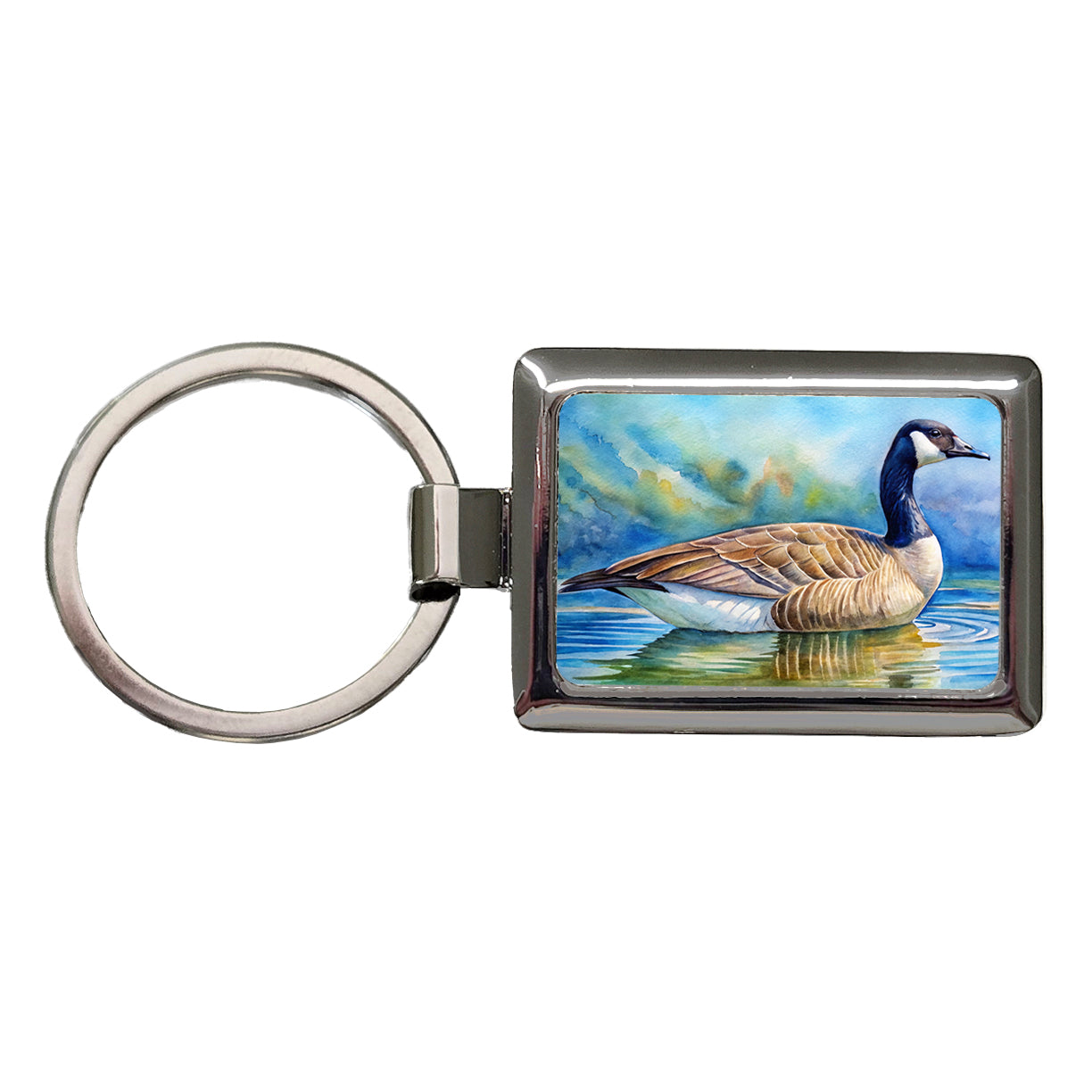 Canada Canadian Goose Watercolor Rectangle Metal Keychain