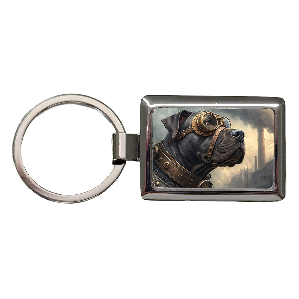 Cane Corso Dog Steampunk Rectangle Metal Keychain