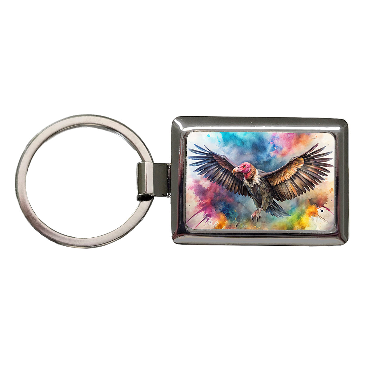 Condor Watercolor Rectangle Metal Keychain