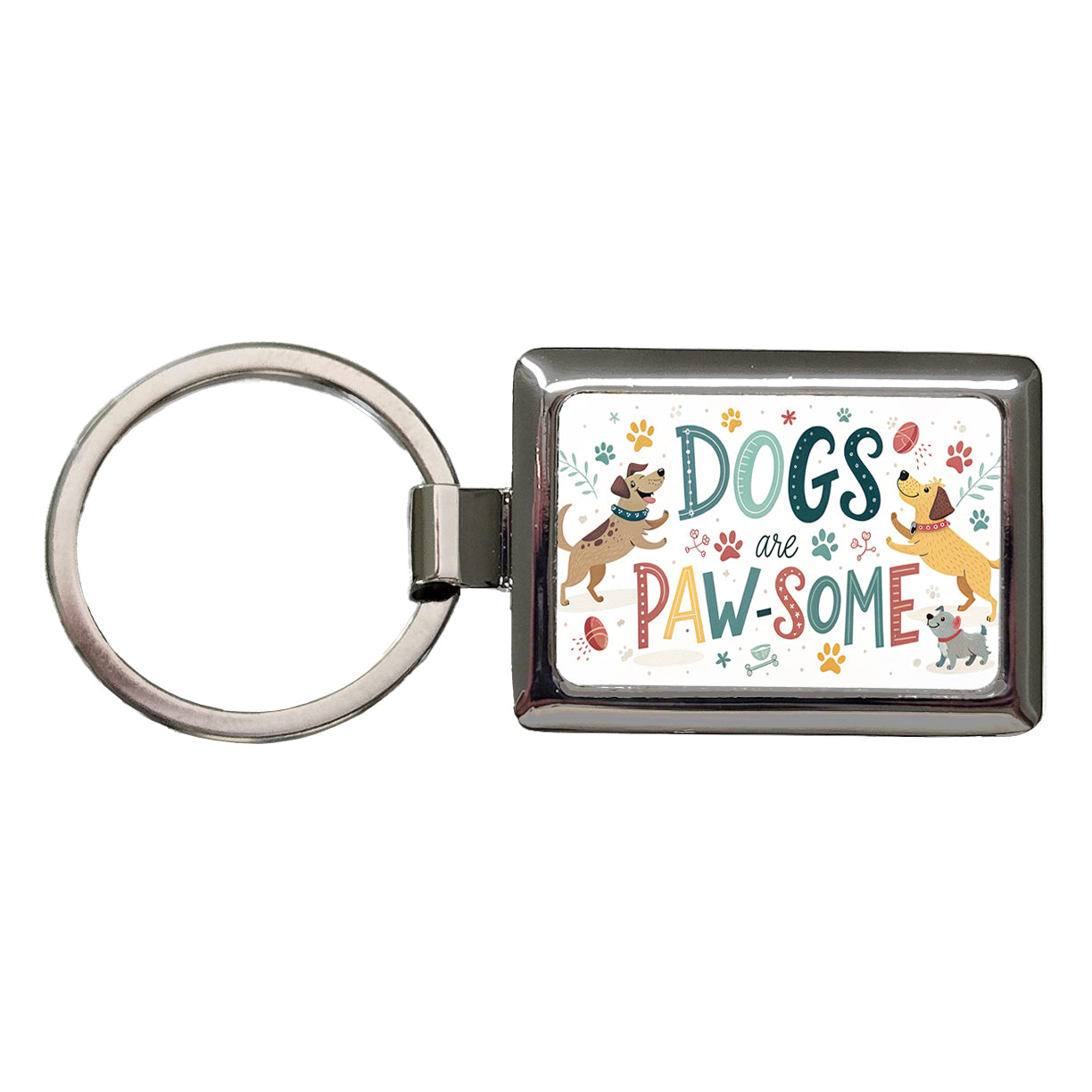 Dogs Are Paw-Some Awesome Funny Rectangle Metal Keychain