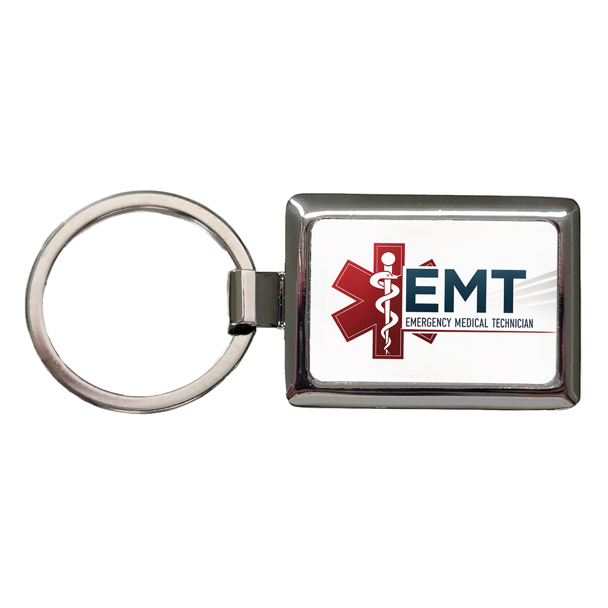 EMT Emergency Medical Technician Rectangle Metal Keychain