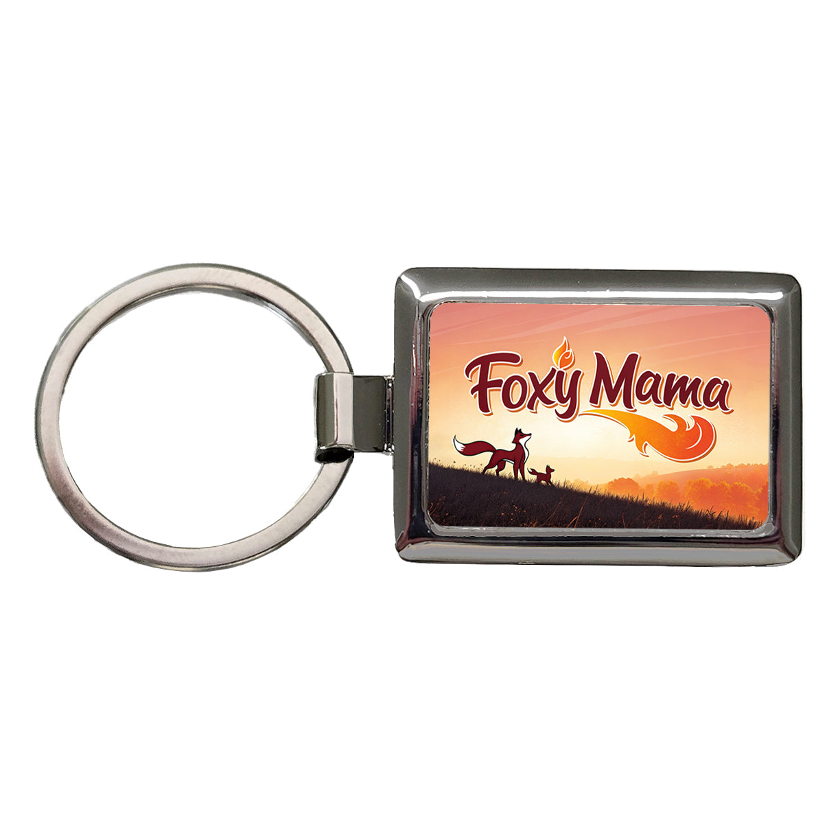 Foxy Mama Hot Fox Fire Funny Rectangle Metal Keychain