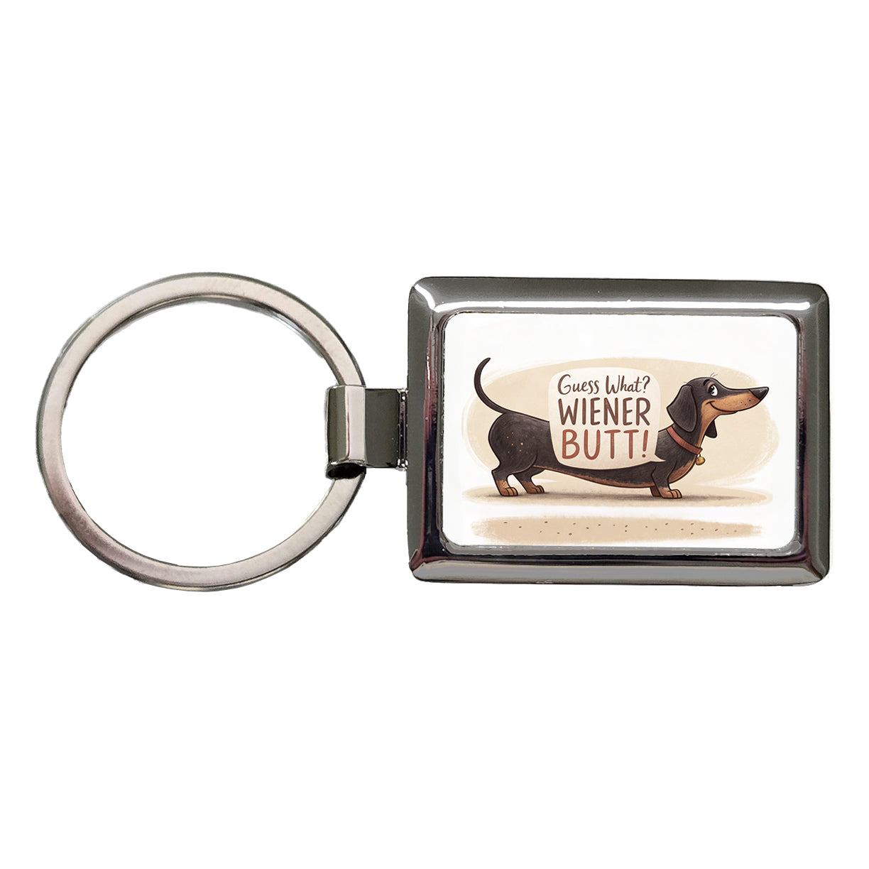 Guess What Wiener Butt Dachshund Funny Rectangle Metal Keychain