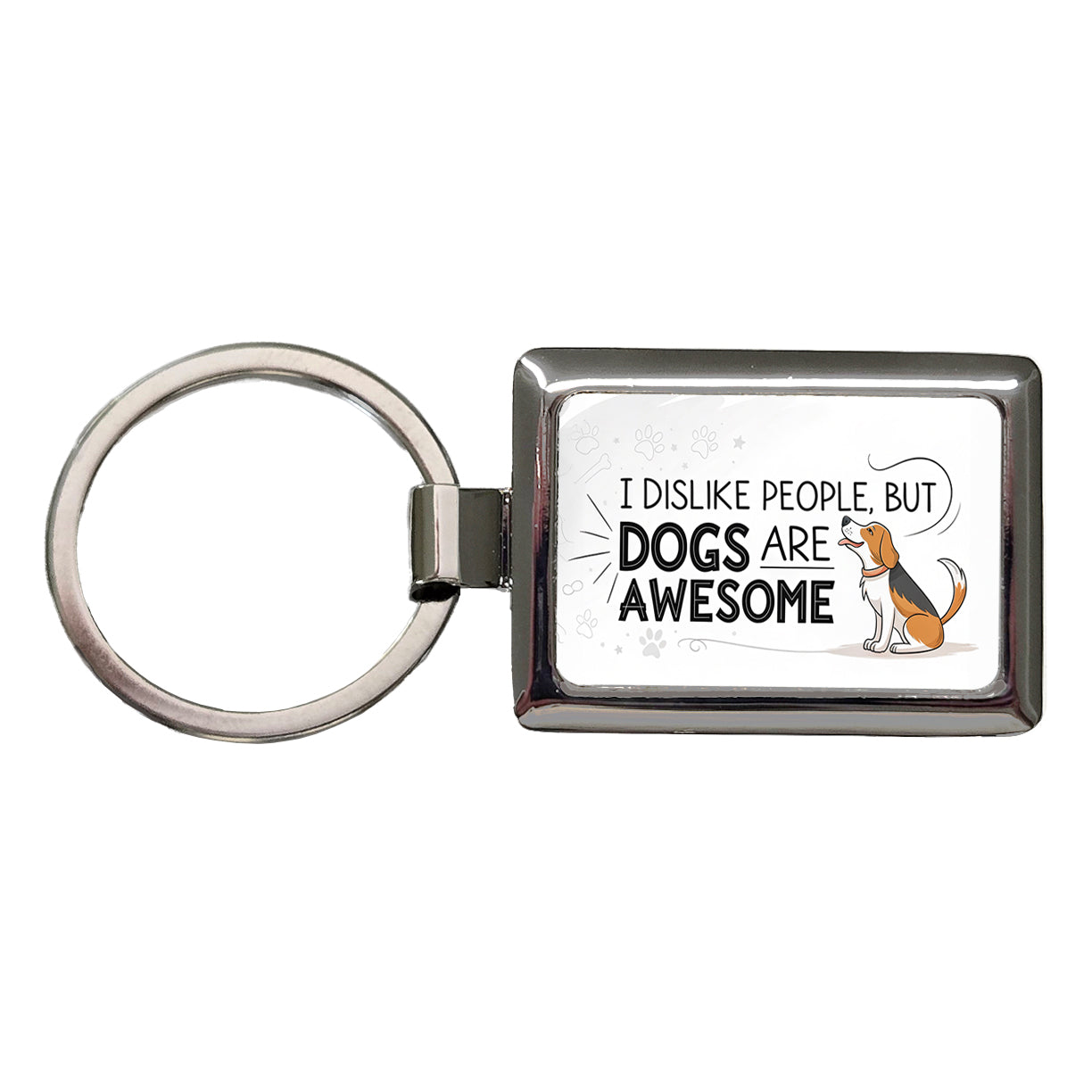 I Dislike People But Dogs Are Awesome Funny Rectangle Metal Keychain