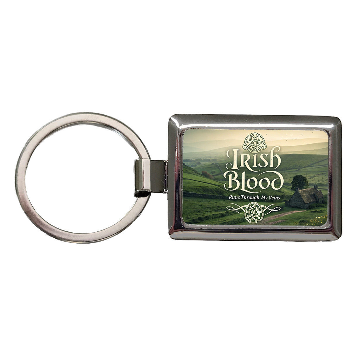 Irish Blood Runs Through My Veins Rectangle Metal Keychain