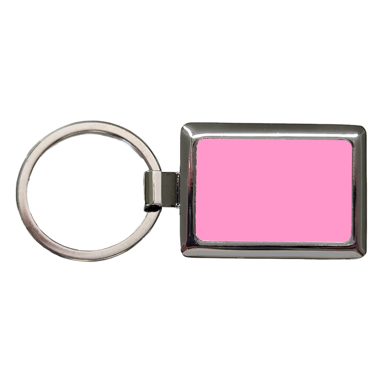 It's Just a Solid Pink Color Rectangle Metal Keychain
