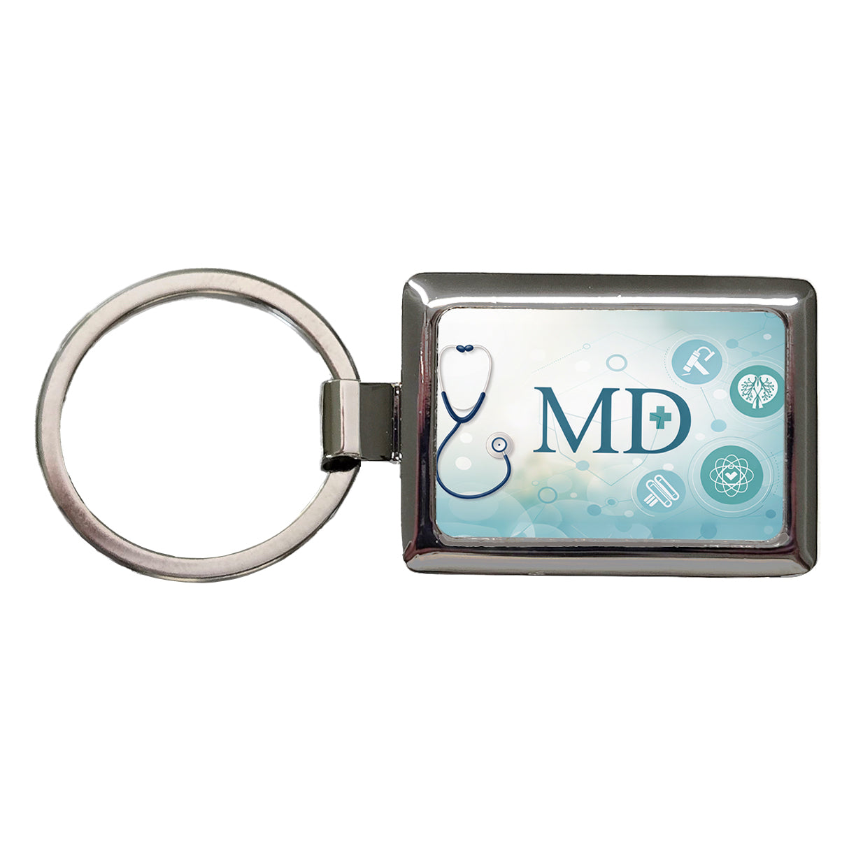 MD Doctor Medical Rectangle Metal Keychain