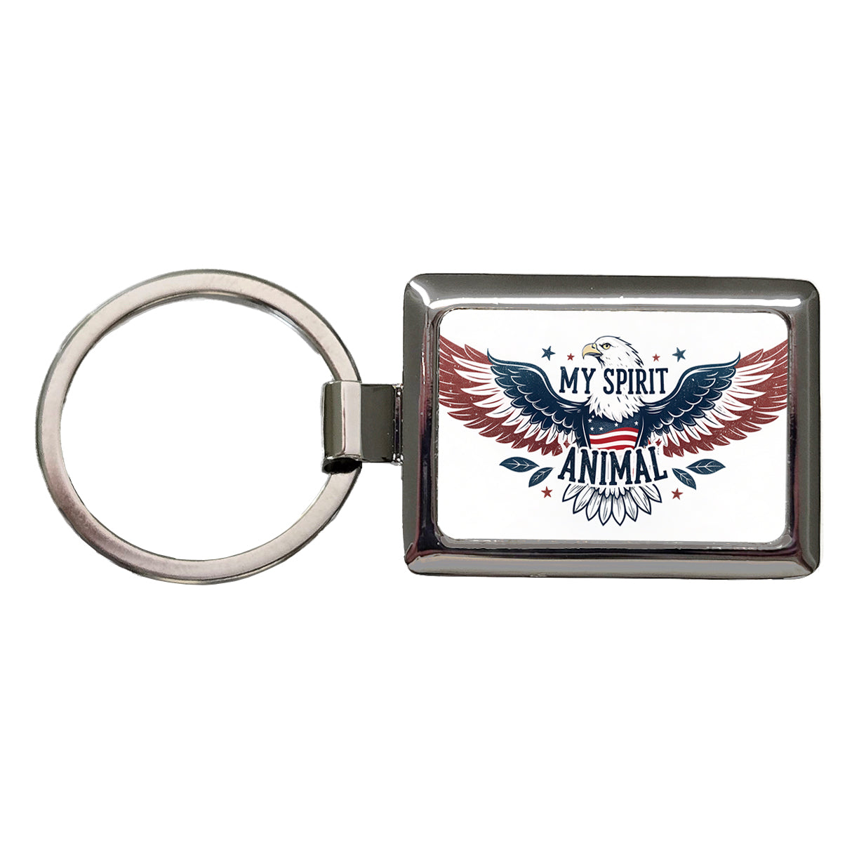 My Spirit Animal Patriotic American Bald Eagle Rectangle Metal Keychain
