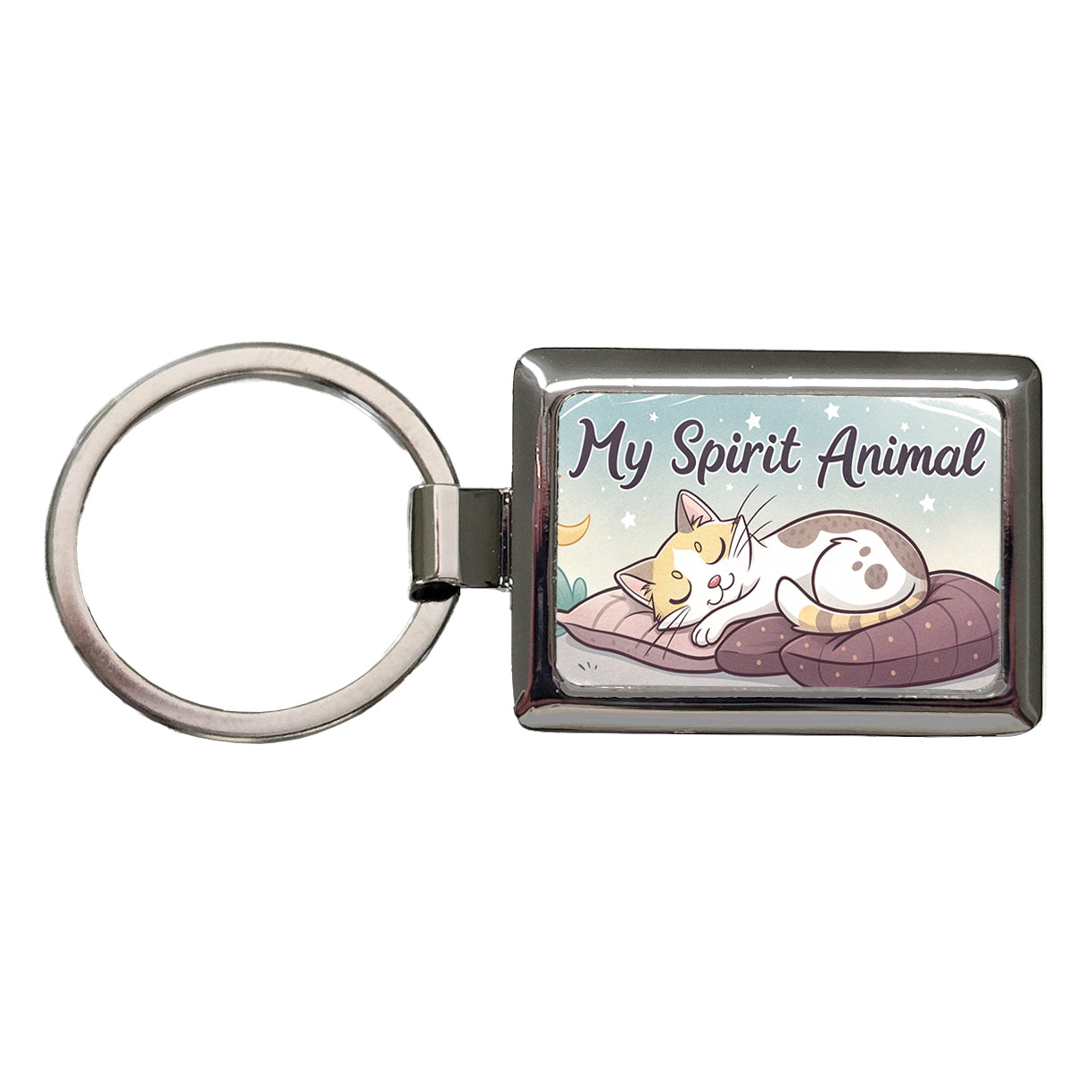 My Spirit Animal Sleeping Cat Funny Rectangle Metal Keychain