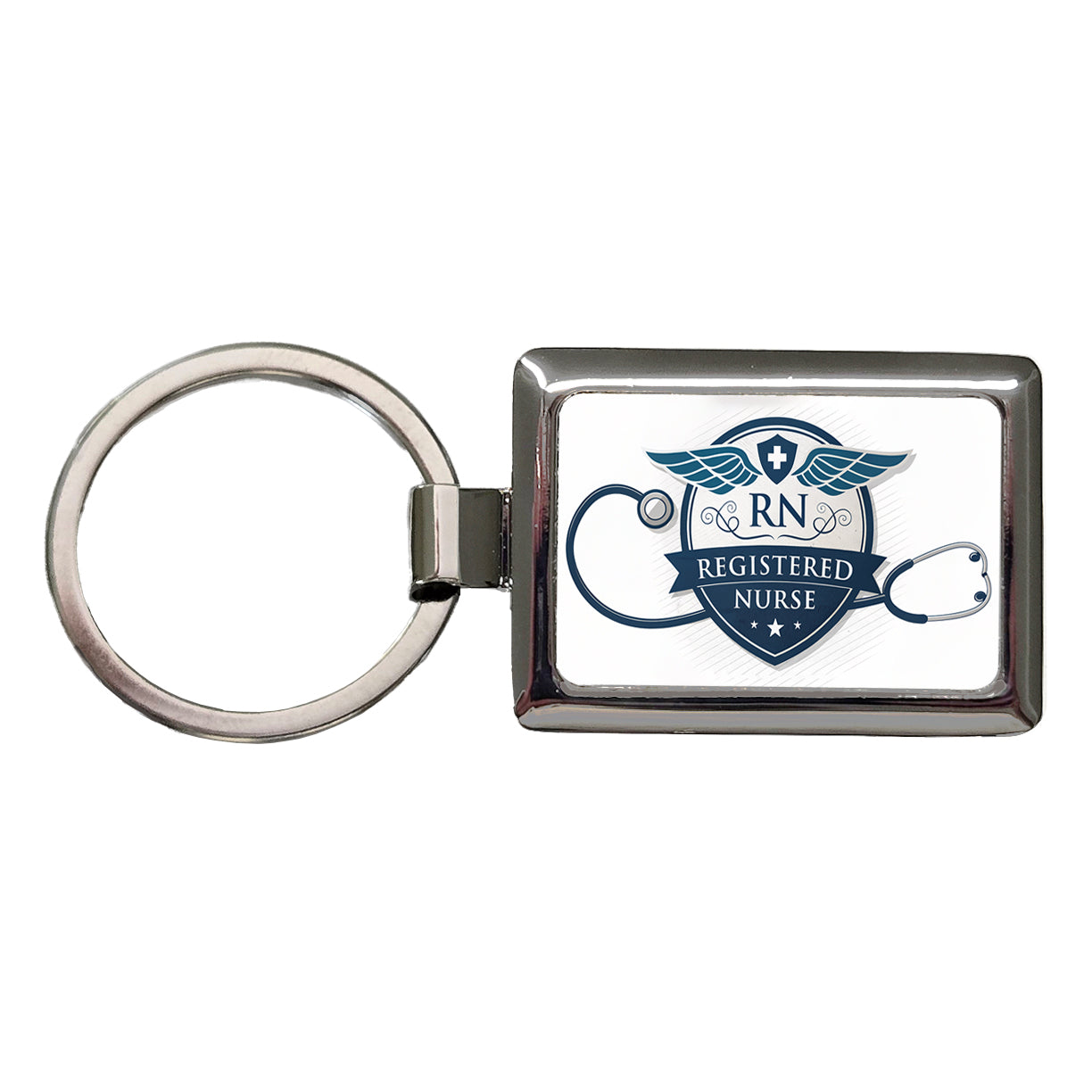 RN Registered Nurse Medical Hospital Rectangle Metal Keychain