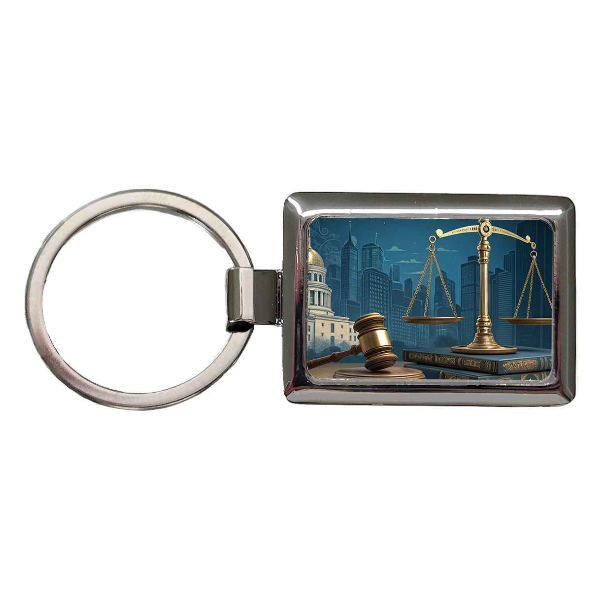 Scales Of Justice Legal Lawyer Judge Rectangle Metal Keychain