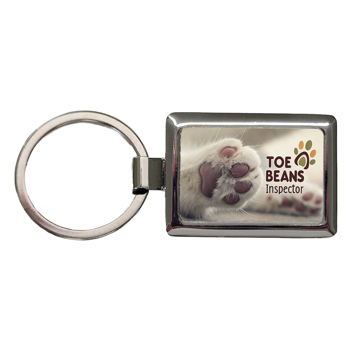 Toe Beans Inspector Cat Paw Funny Rectangle Metal Keychain