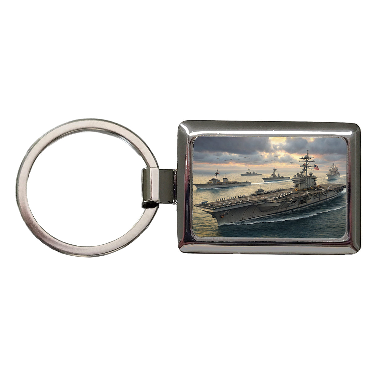 US Navy Carrier Strike Group At Sea Illustration Rectangle Metal Keychain