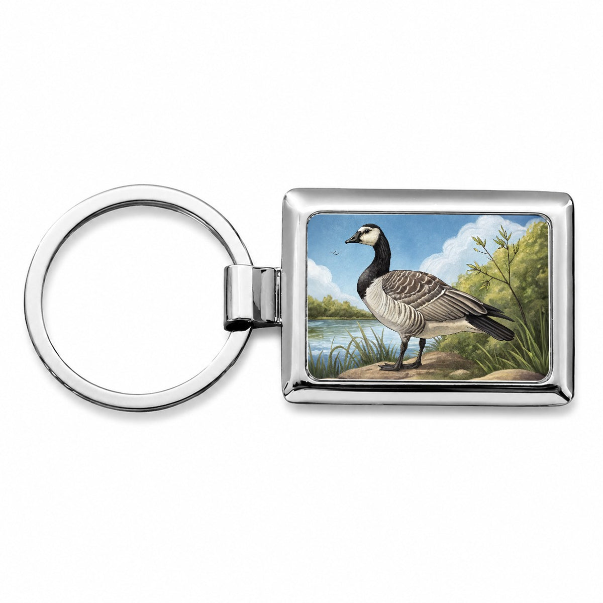 Barnacle Goose Rectangle Metal Keychain