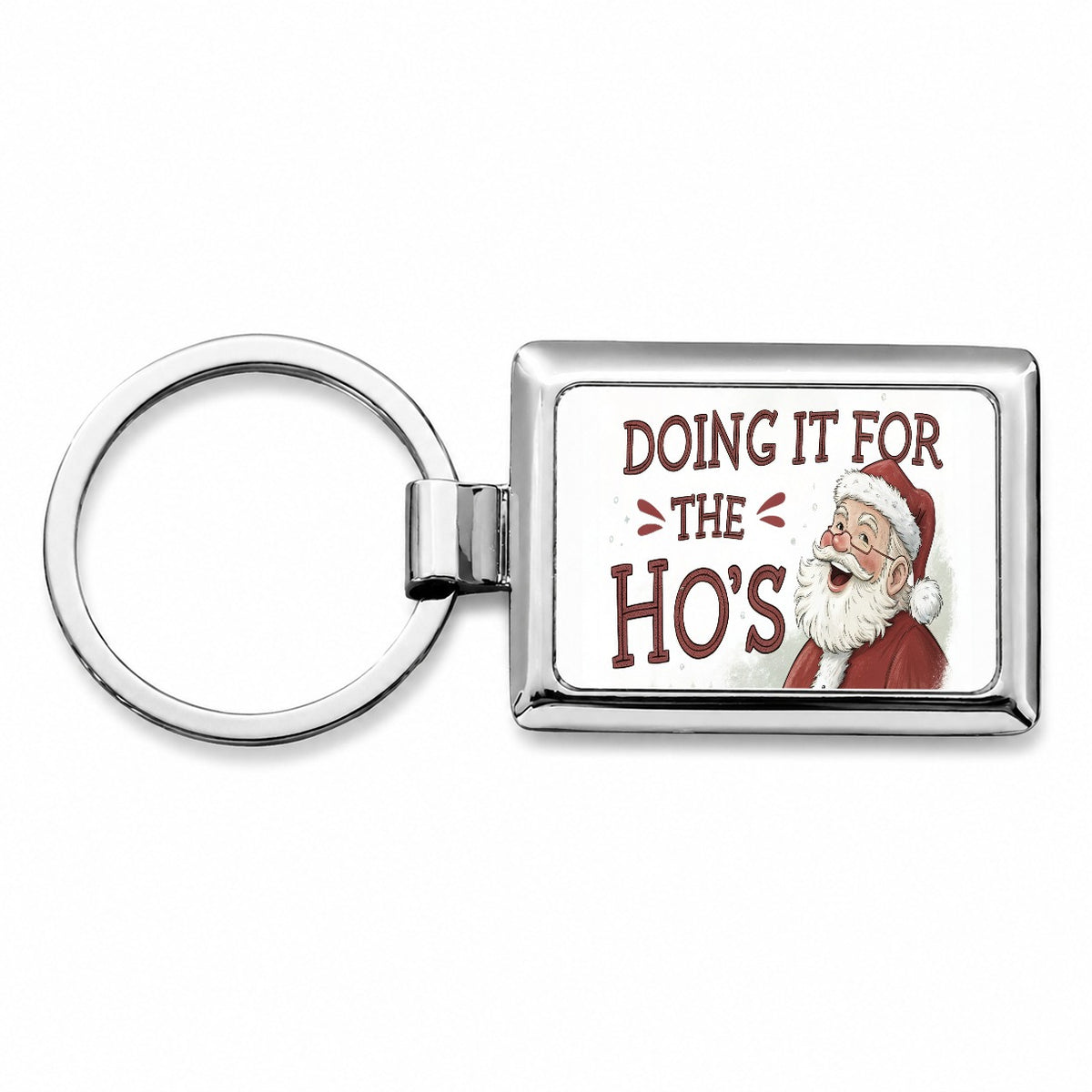 Doing It For The Ho's Funny Santa Claus Christmas Rectangle Metal Keychain