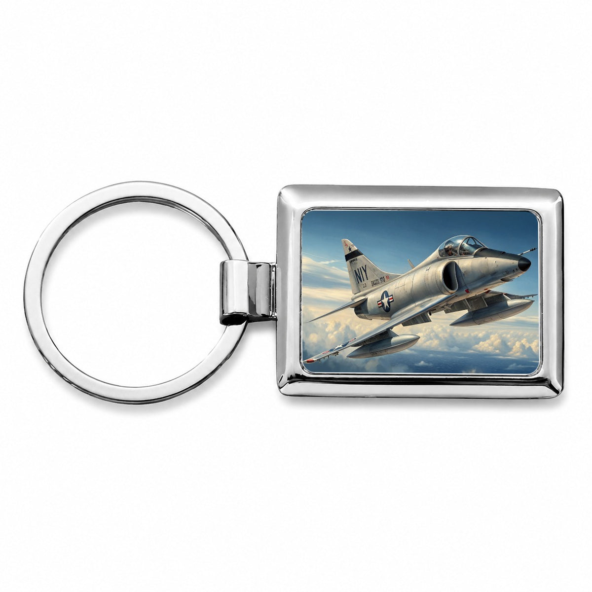 A-4 Skyhawk In Flight US Navy Vietnam Era Attack Aircraft Rectangle Metal Keychain