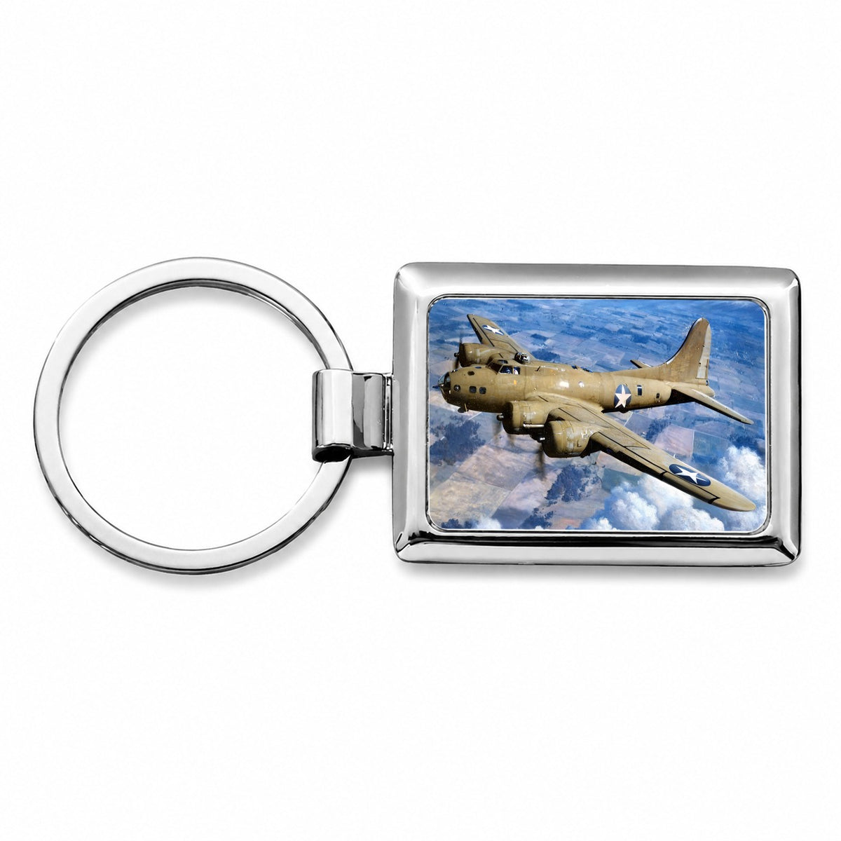 B-17 Flying Fortress WWII US Air Force Heavy Bomber Rectangle Metal Keychain