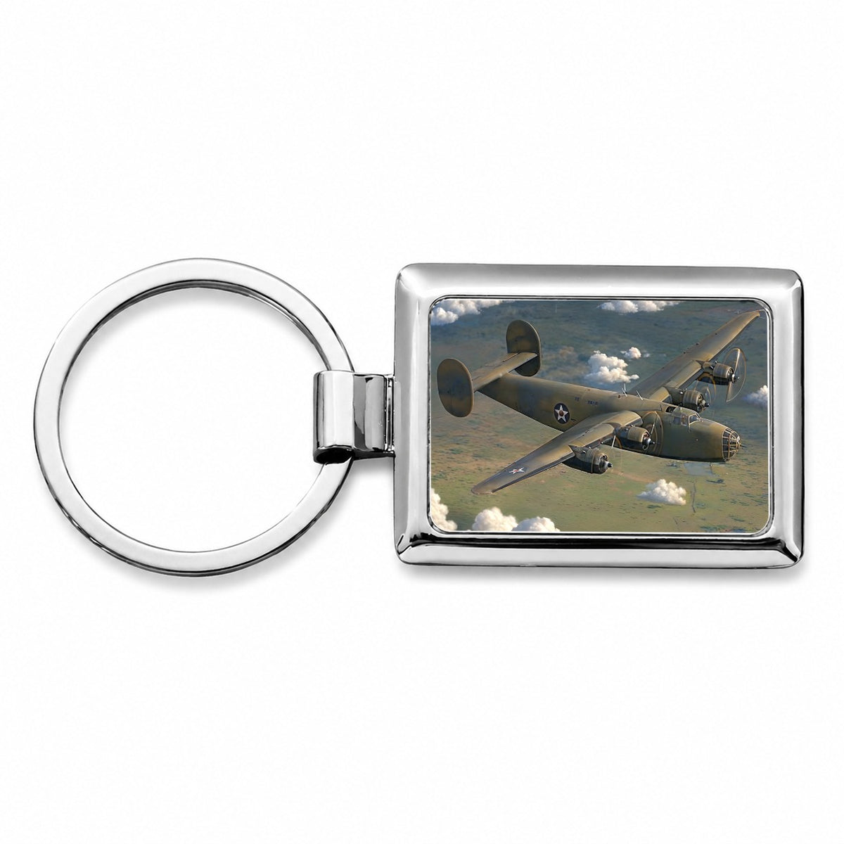 B-24 Liberator WWII US Air Force Heavy Bomber Rectangle Metal Keychain